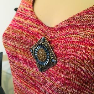 LaVintage Square/Diamond Shape Swarovski Brooch